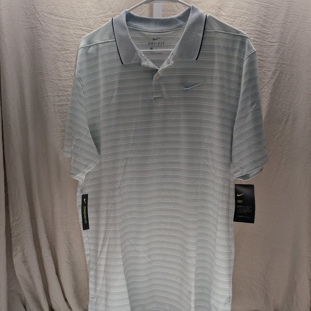 Brand New Nike Dri-Fit Golf Polo Men Size L Grey/White